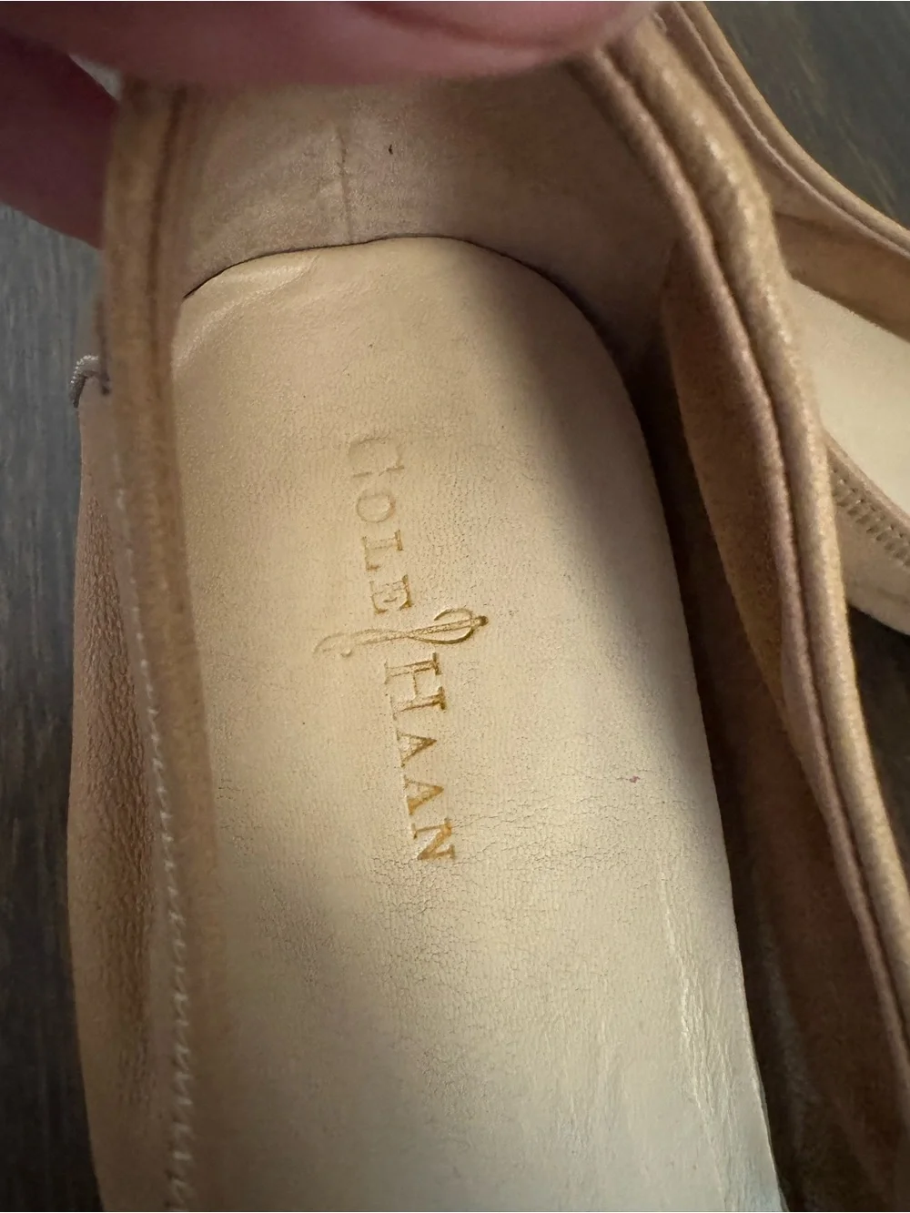 Cole Haan Nike Air Ballet Flats Women’s 8B Nude Taupe Leather Patent Cap Toe